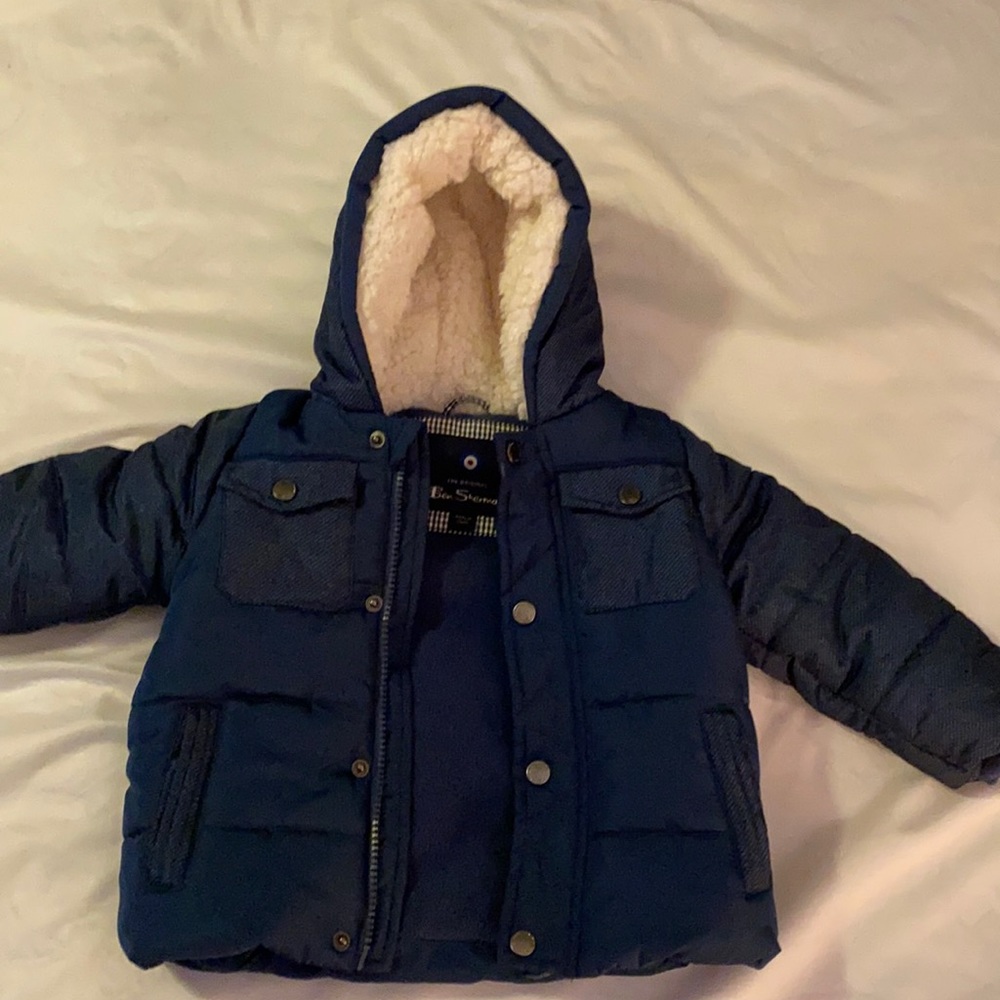 Fur (faux) And Fleece Lined Winter Coat by Ben Sherman (12m); Never Been Worn